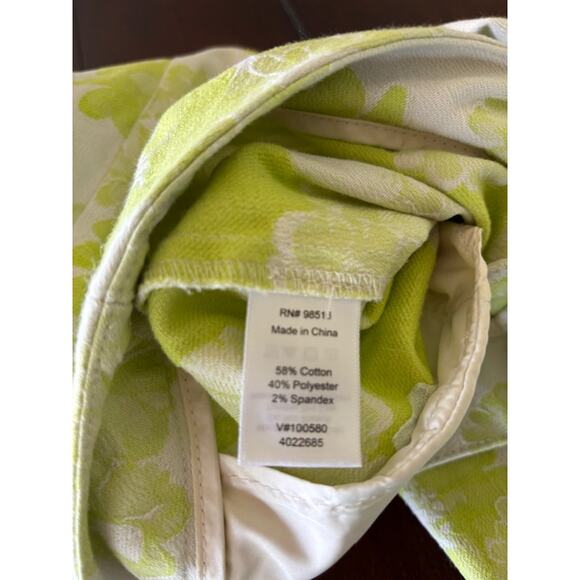 Coldwater Creek Women’s Size 6 Ankle Pants Lime Green Floral Print Cotton Blend - Picture 5 of 5